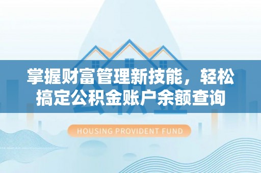 遂平掌握财富管理新技能，轻松搞定公积金账户余额查询